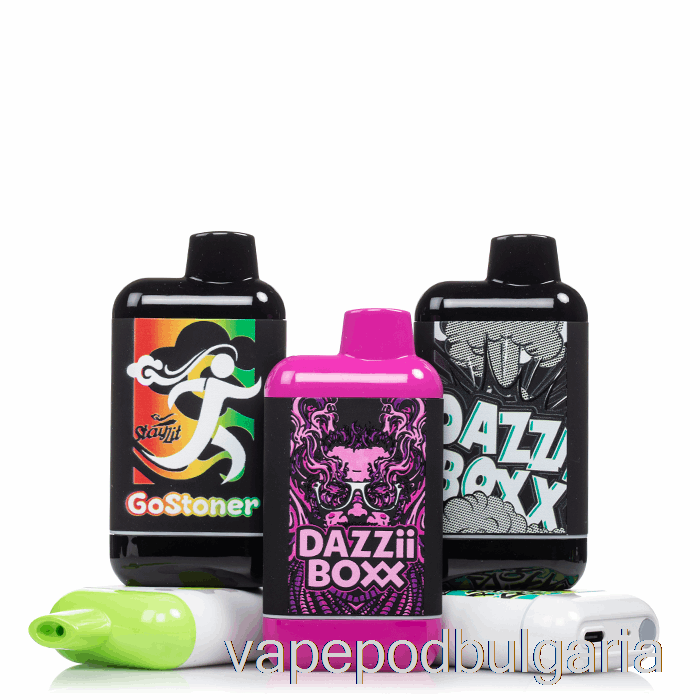 Vape 10000 Дръпки Dazzleaf Dazzii Boxx 510 батерия Btc черен (кожа)